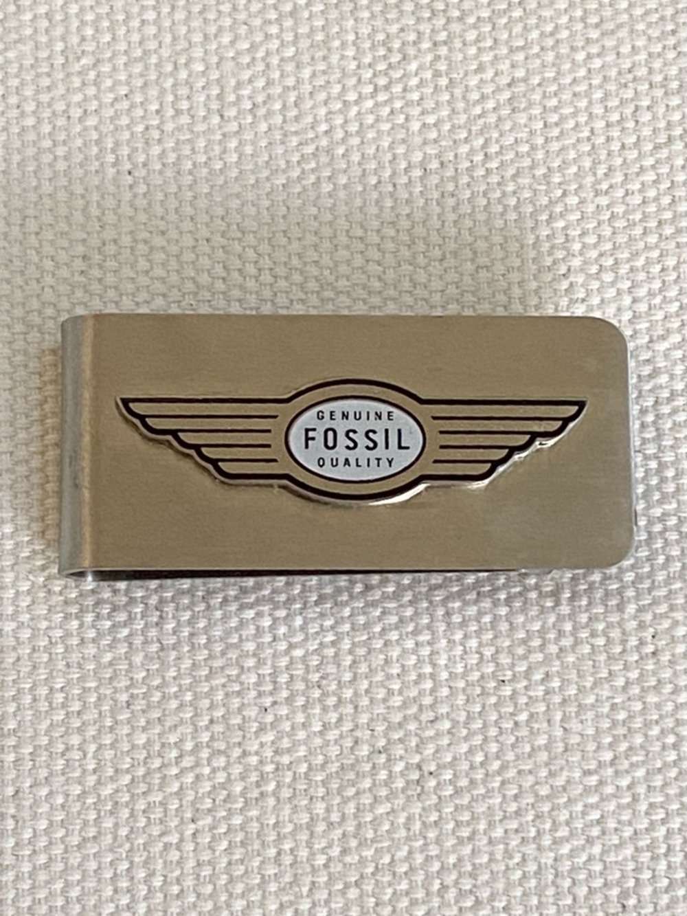 Genuine Fossil Quality Stainless Steel Silver Color Logo Money Clip